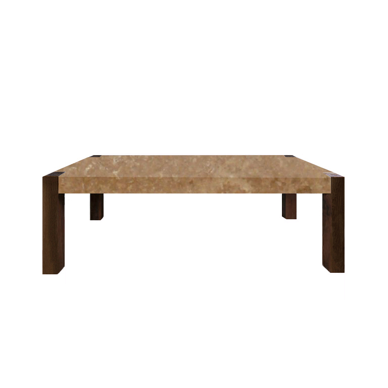 Noce Percopo Travertine Dining Table with Walnut Legs