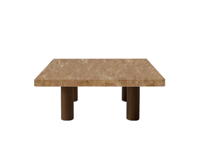 Noce Travertine Square Coffee Table with Circular Walnut Legs