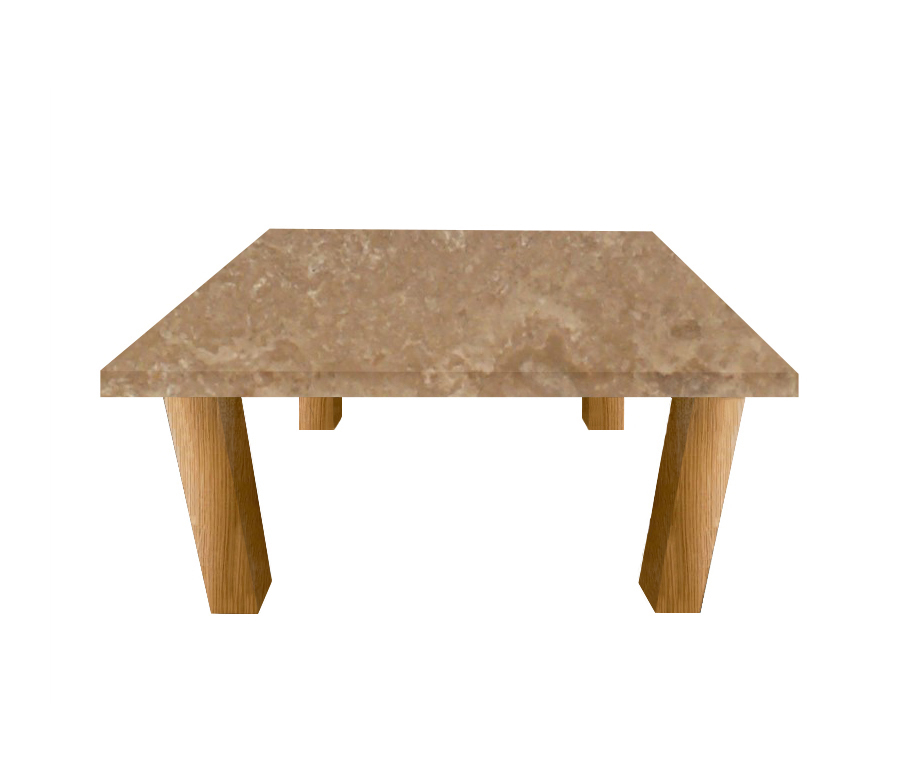 Noce Travertine Square Coffee Table with Square Oak Legs