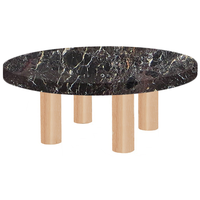 Round Noir St Laurent Coffee Table with Circular Ash Legs