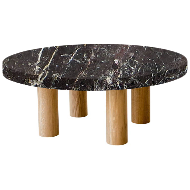 Round Noir St Laurent Coffee Table with Circular Oak Legs