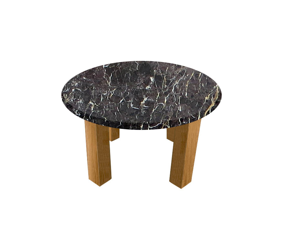 Noir St. Laurent Round Coffee Table with Square Oak Legs