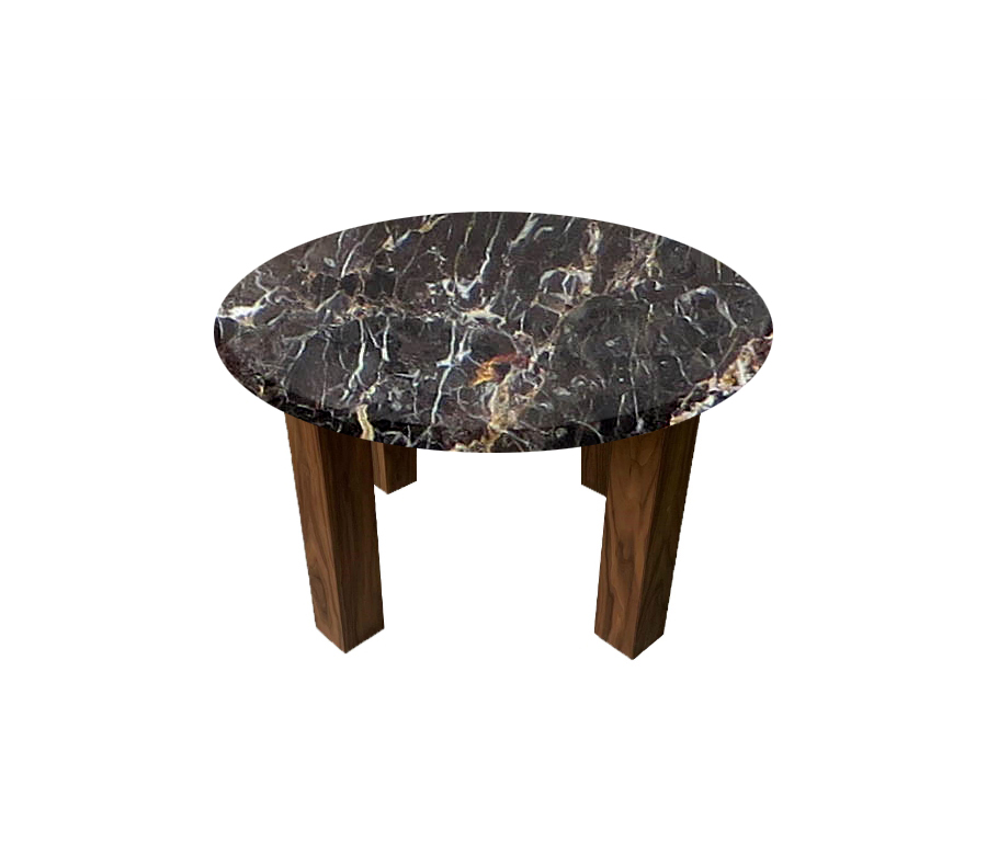 Noir St. Laurent Round Coffee Table with Square Walnut Legs