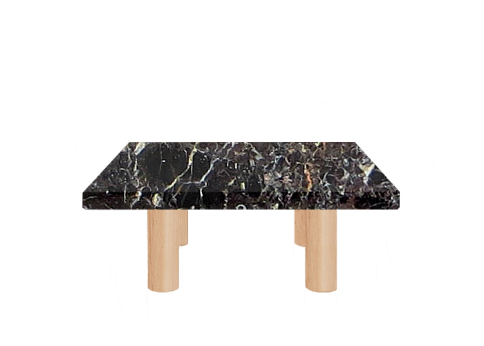 Noir St Laurent Square Coffee Table with Circular Ash Legs