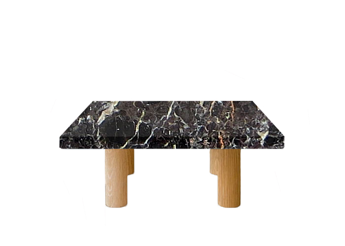 Noir St Laurent Square Coffee Table with Circular Oak Legs
