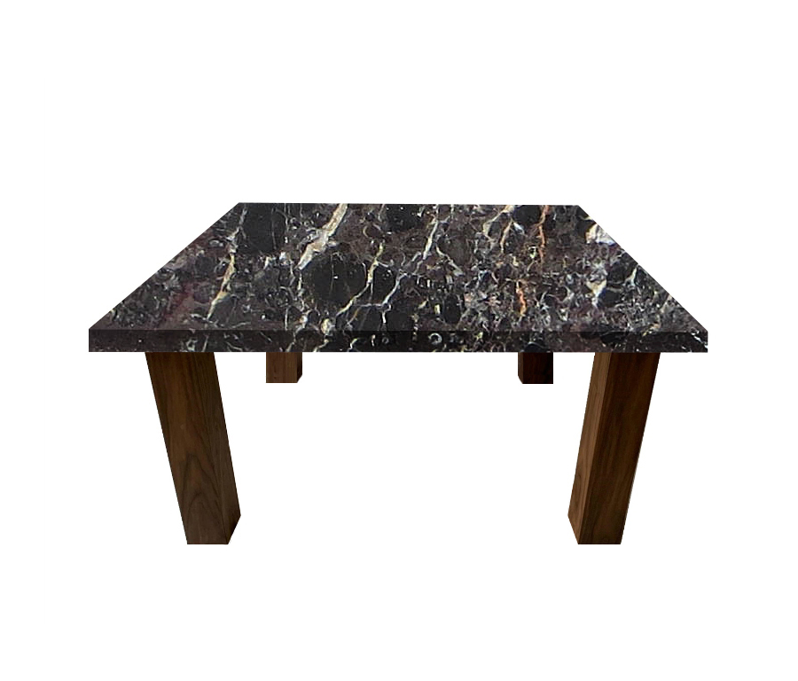 Noir St. Laurent Square Coffee Table with Square Walnut Legs