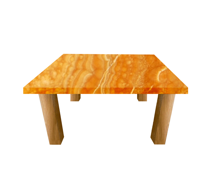Orange Onyx Square Coffee Table with Square Oak Legs