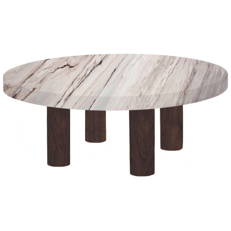 Round Palissandro Classico Coffee Table with Circular Walnut Legs