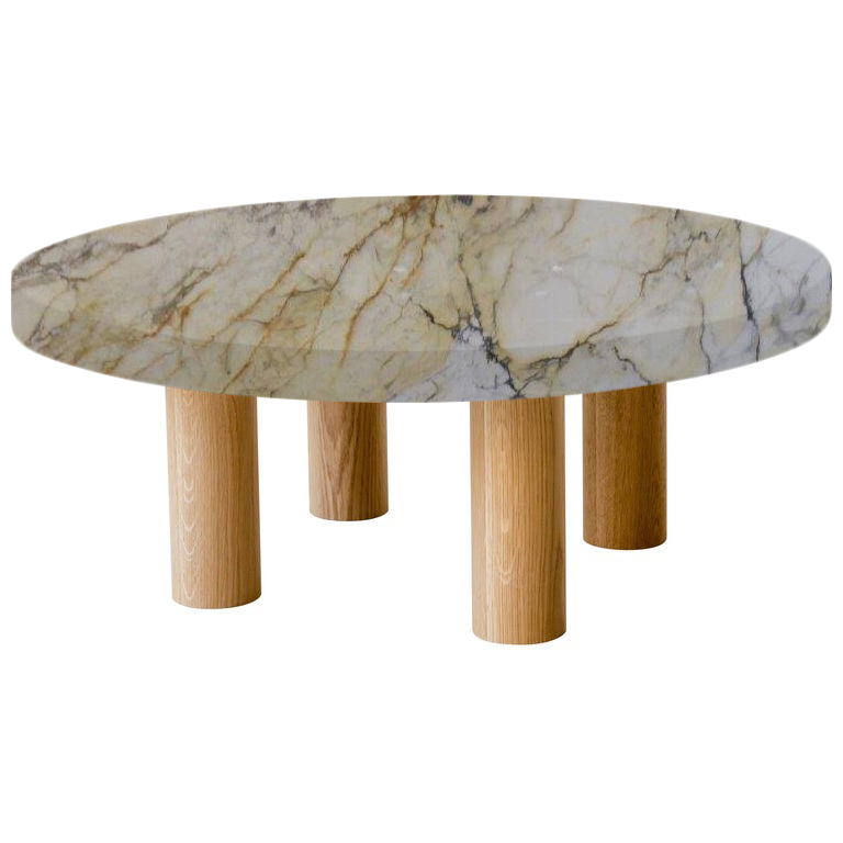 Round Paonazzo Coffee Table with Circular Oak Legs
