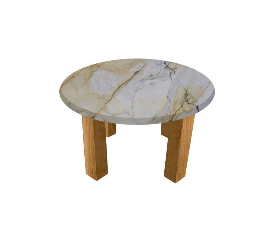 Paonazzo Round Coffee Table with Square Oak Legs