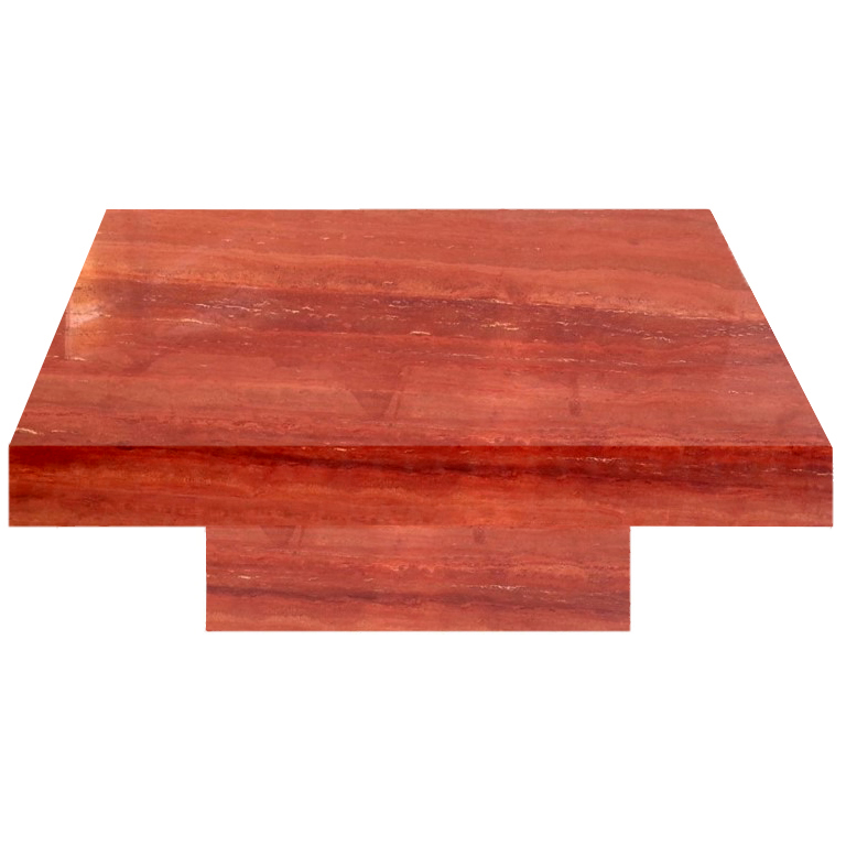 Persian Red Square Solid Travertine Coffee Table