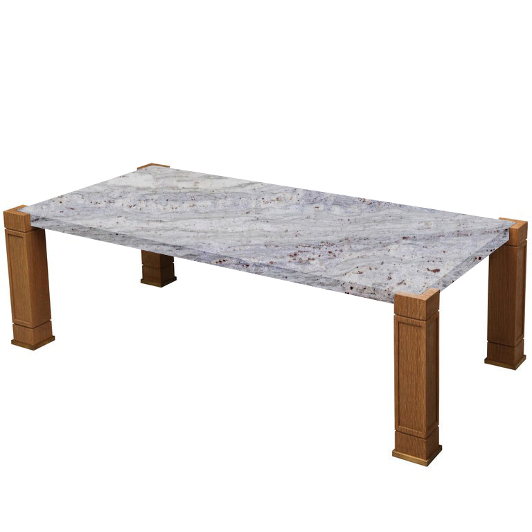 Faubourg River White Inlay Coffee Table with Oak Legs
