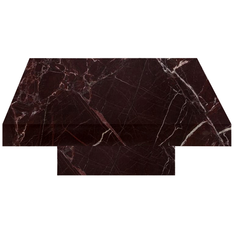 Rosso Levanto Square Solid Marble Coffee Table