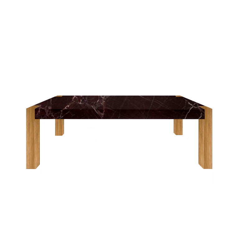 Rosso Levanto Percopo Marble Dining Table with Oak Legs