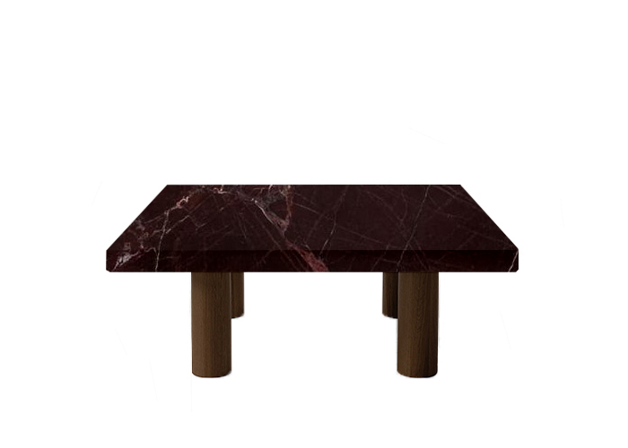 Rosso Levanto Square Coffee Table with Circular Walnut Legs