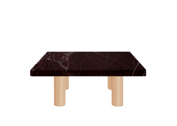 Rosso Levanto Square Coffee Table with Circular Ash Legs