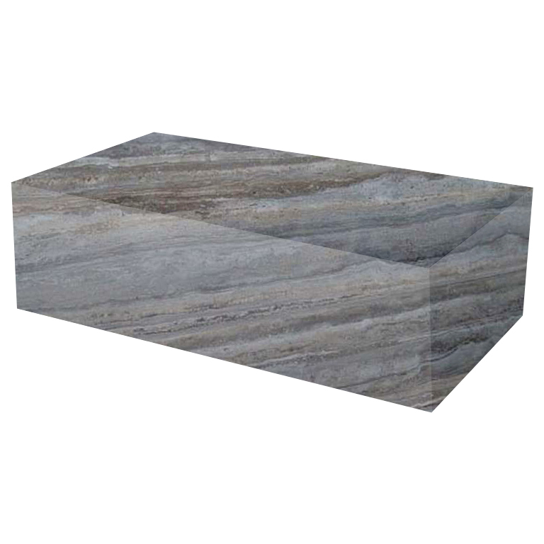 Silver Rectangular Solid Travertine Coffee Table