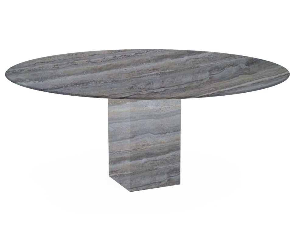 Silver Arena Oval Travertine Dining Table