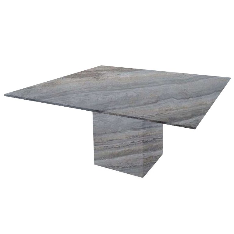 Silver Bergiola Square Travertine Dining Table