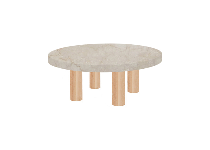 Small Round Botticino Classico Coffee Table with Circular Ash Legs
