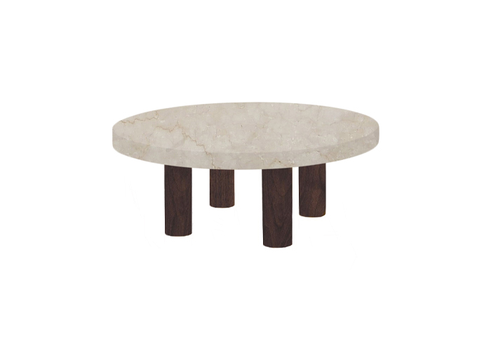 Small Round Botticino Classico Coffee Table with Circular Walnut Legs