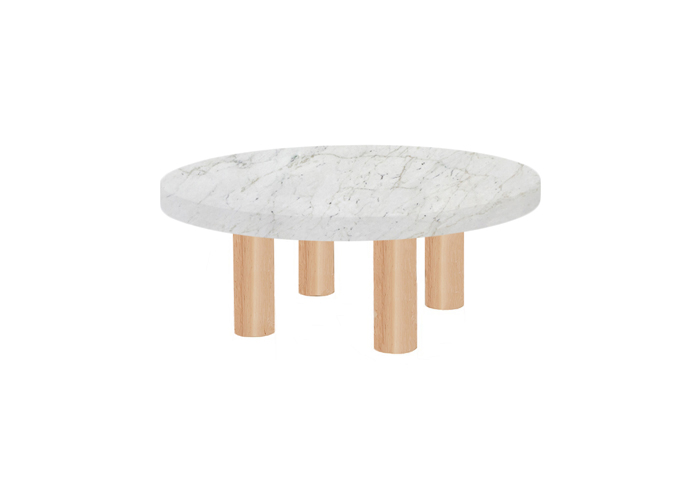Small Round Calacatta Colorado Coffee Table with Circular Ash Legs