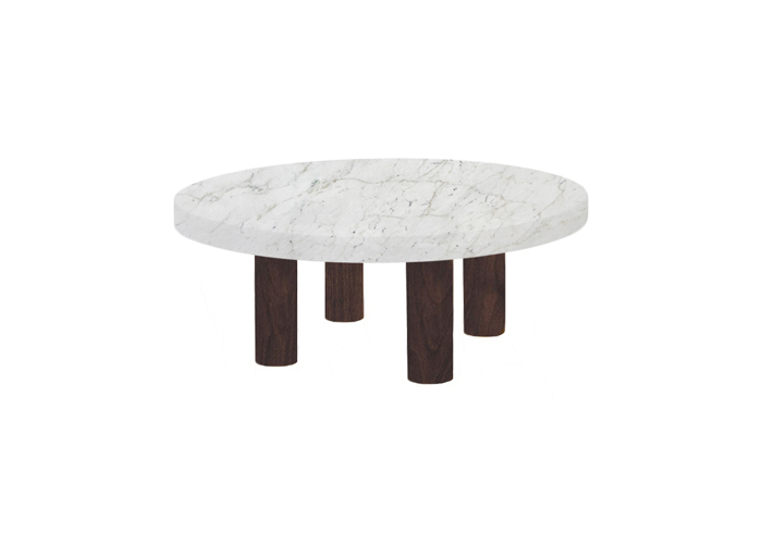 Small Round Calacatta Colorado Coffee Table with Circular Walnut Legs