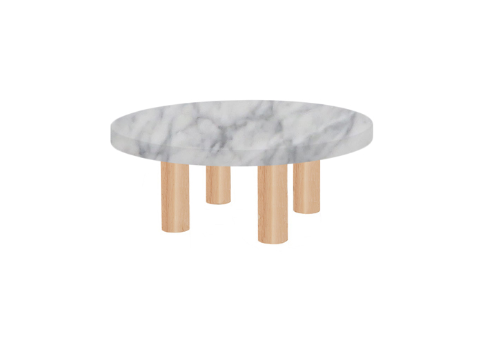 Small Round Carrara Marble Coffee Table with Circular Ash Legs