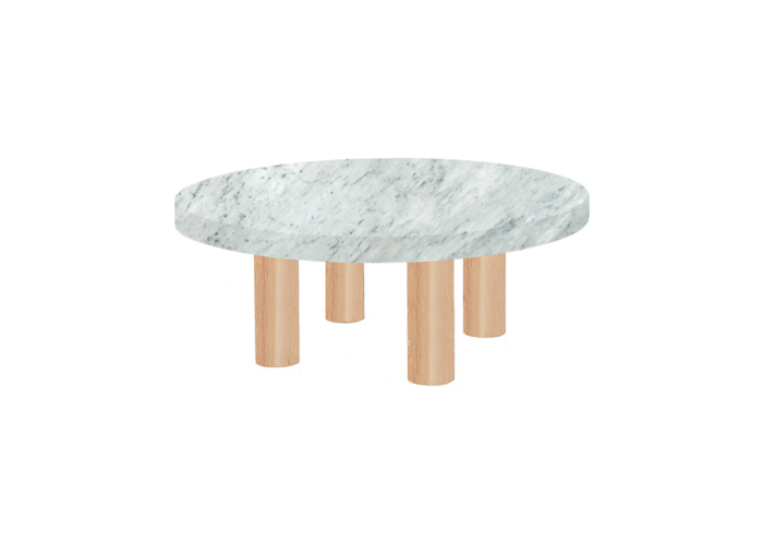 Small Round Carrara Extra Marble Coffee Table with Circular Ash Legs