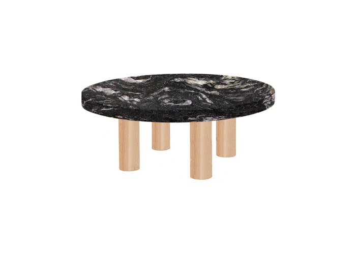 Small Round Cosmic Black Coffee Table with Circular Ash Legs