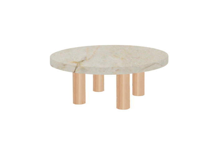 Small Round Crema Marfil Coffee Table with Circular Ash Legs