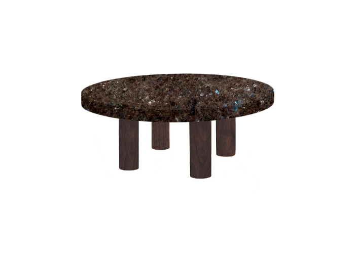 Small Round Labrador Antique Coffee Table with Circular Walnut Legs
