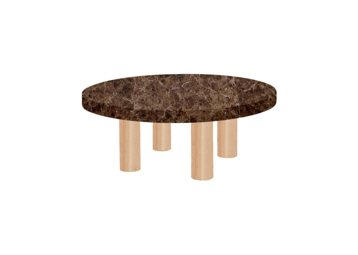 Small Round Marron Imperial Coffee Table with Circular Ash Legs