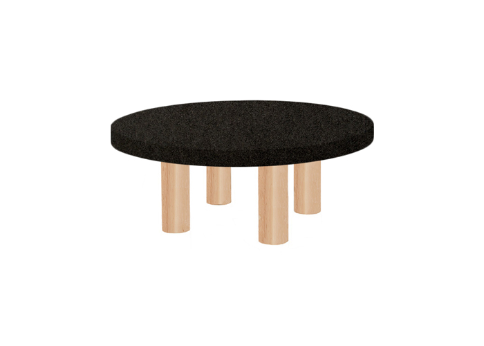 Small Round Nero Impala Coffee Table with Circular Ash Legs