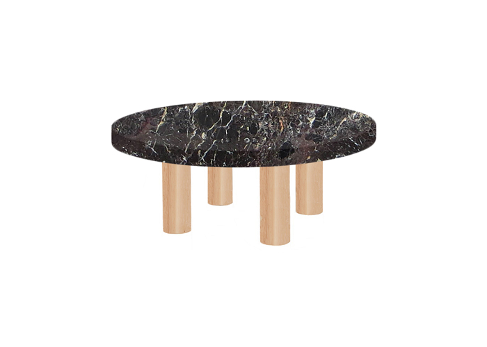 Small Round Noir St Laurent Coffee Table with Circular Ash Legs