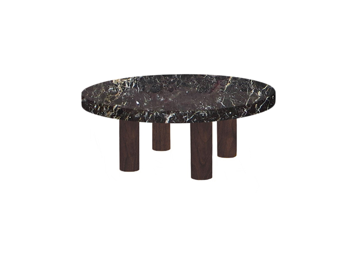 Small Round Noir St Laurent Coffee Table with Circular Walnut Legs