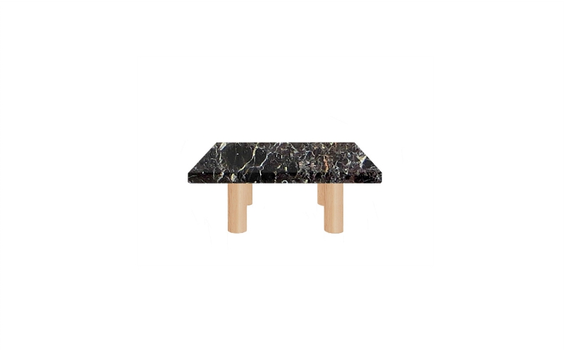 Small Square Noir St Laurent Marble Coffee Table with Circular Ash Legs