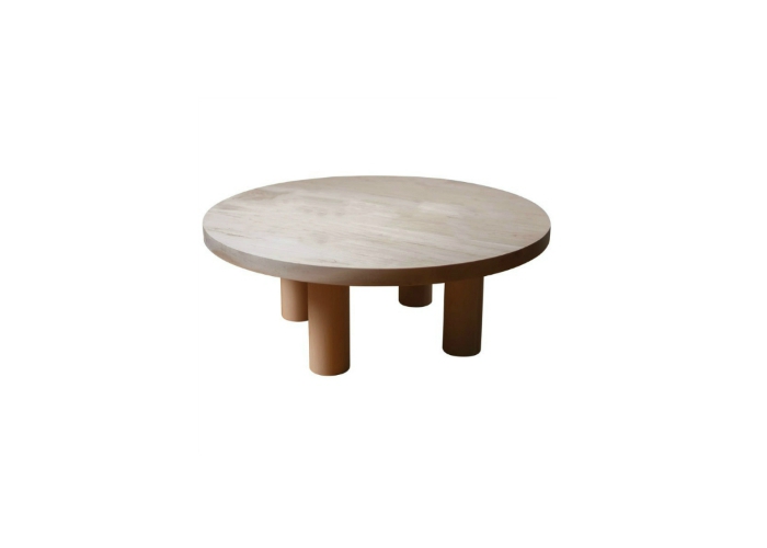 Small Round Oak Coffee Table with Circular Oak Legs