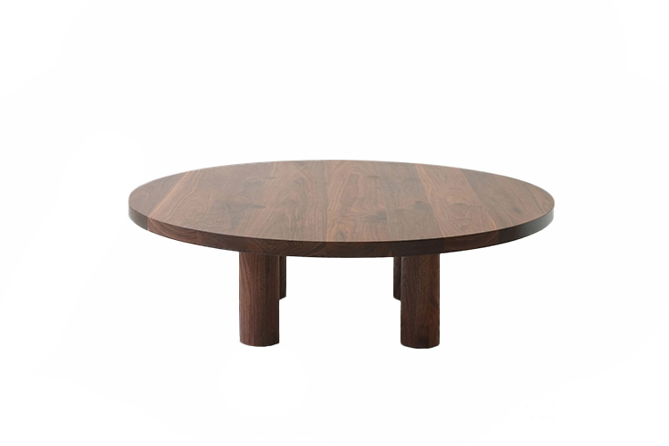 Small Round Walnut Coffee Table with Circular Walnut Legs