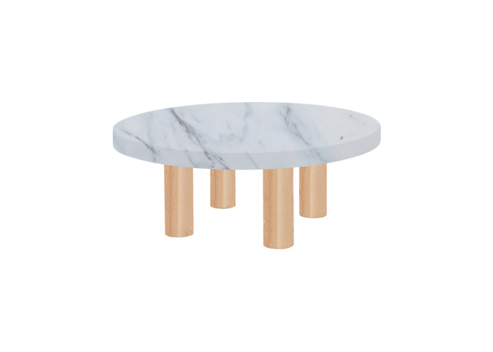 Small Round Statuario Extra Coffee Table with Circular Ash Legs