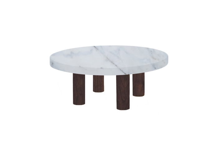 Small Round Statuario Extra Coffee Table with Circular Walnut Legs