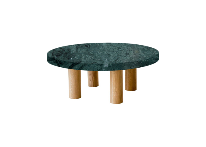 Small Round Verde Guatemala Coffee Table with Circular Oak Legs