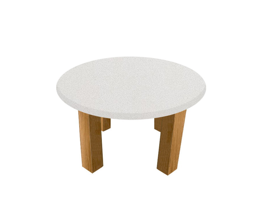 Snow White Round Coffee Table with Square Oak Legs