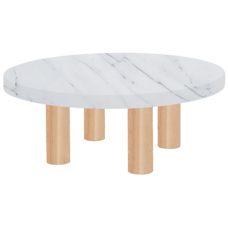 Round Statuarietto Extra Coffee Table with Circular Ash Legs