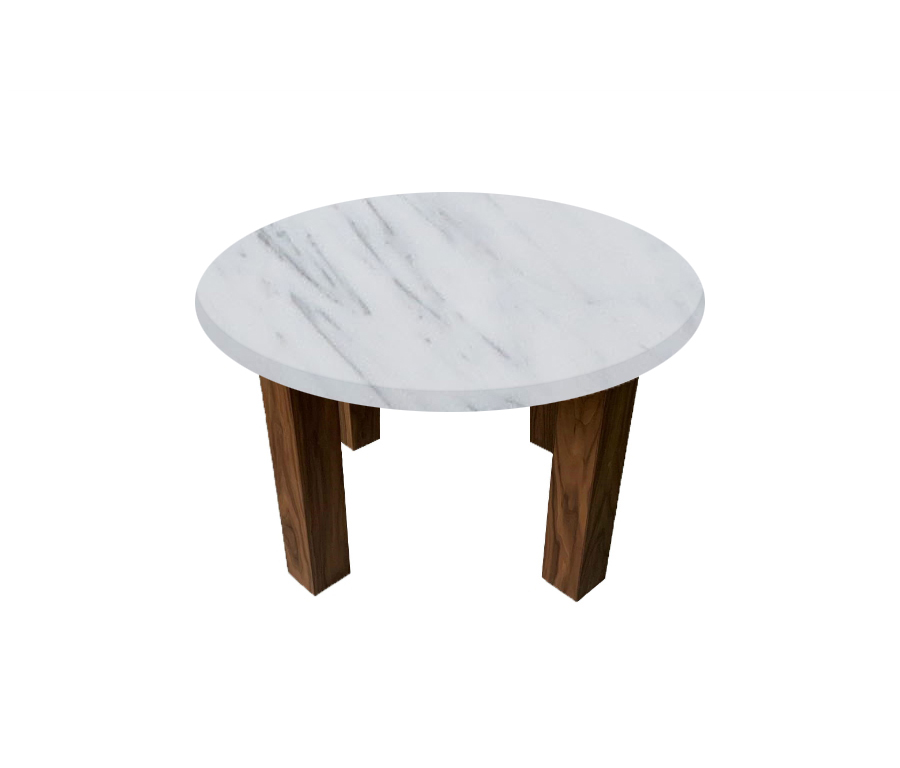 Statuarietto Extra Round Coffee Table with Square Walnut Legs