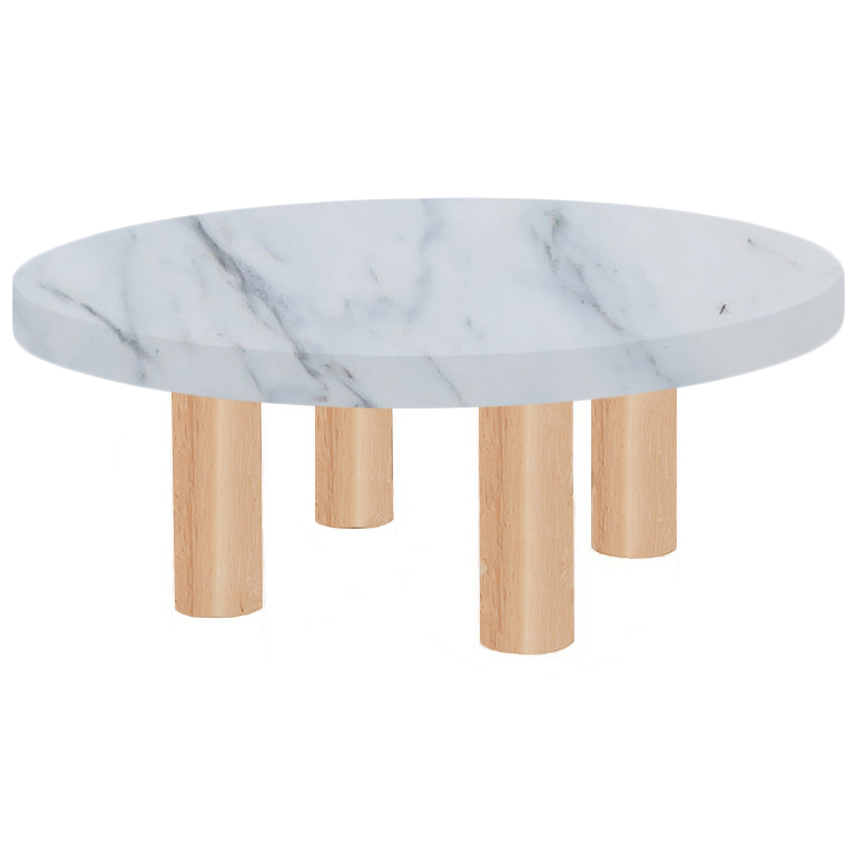 Round Statuario Extra Coffee Table with Circular Ash Legs