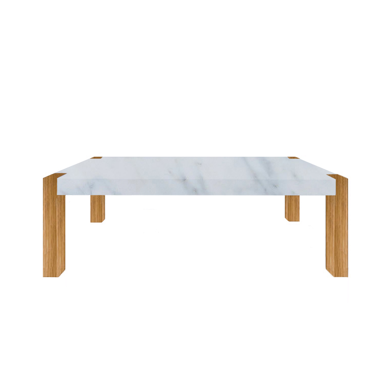 Statuario Extra Percopo Solid Marble Dining Table with Oak Legs