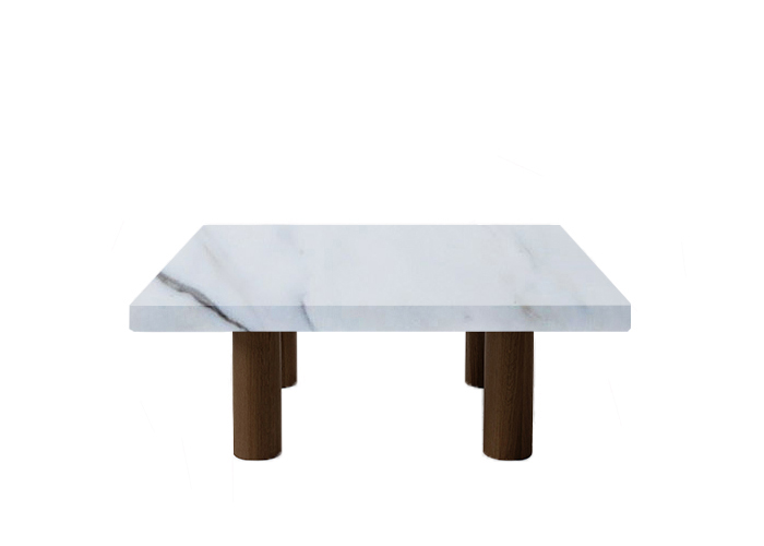 Statuario Extra Square Coffee Table with Circular Walnut Legs