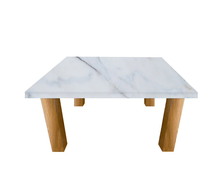 Statuario Extra Square Coffee Table with Square Oak Legs