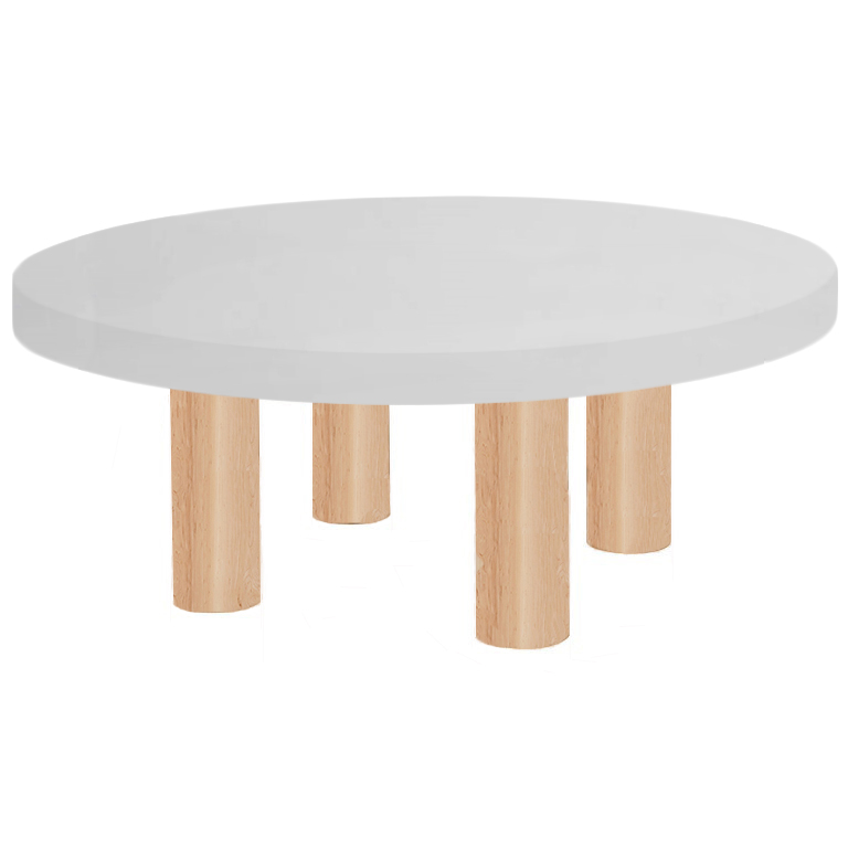 Round Thassos Marble Coffee Table with Circular Ash Legs
